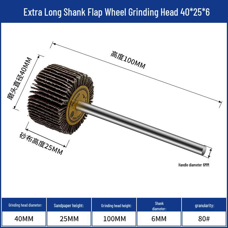Cone Type Sandpaper Flap Wheel with Extended Shank for Metal and Woodworking