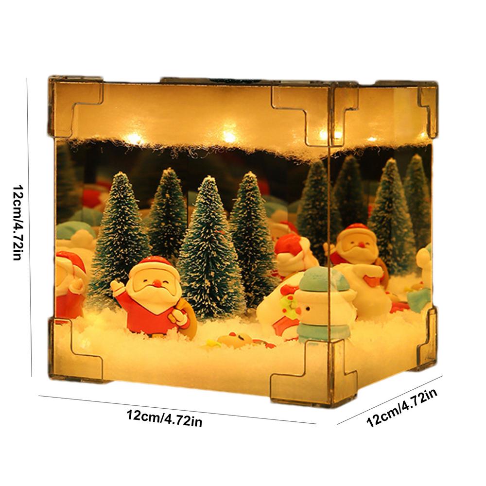 Santa Claus Night Light Cube Design Home Christmas Snow Scene Decor Elegant Christmas Lighting Decorations For Indoor Festive