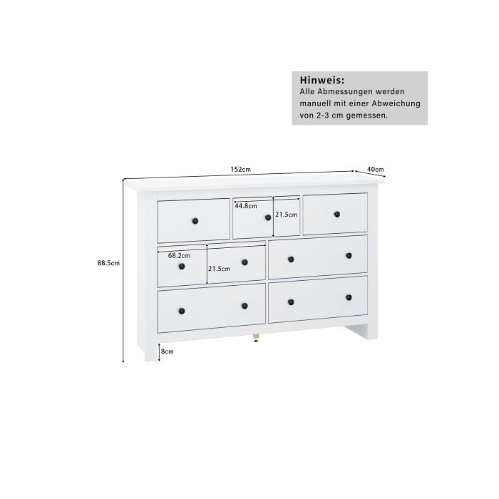 Meuble De Salle À Manger - Buffet Blanc - 7 Tiroirs - Design Moderne - Multifonctionnel