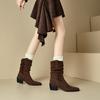 Women's high-heeled short boots autumn and winter new suede large-size casual Roman boots