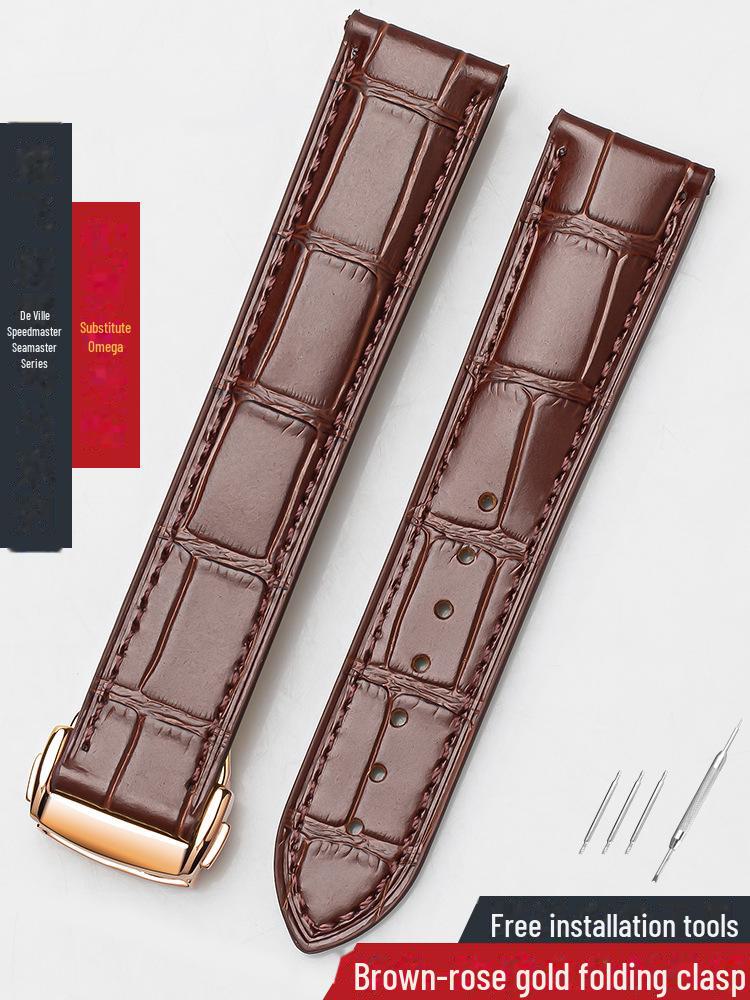 Omega Seamaster Genuine Leather & Bamboo Butterfly Strap - Men's & Women's Cowhide 20mm.