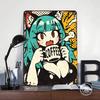 Kawaii Anime Cat Girl Coffee Printed Poster Customized Wall Art Retro Vintage Metal Tin Signs for Home Decoration Aesthetic Room