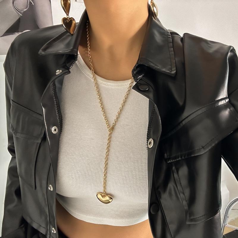 Collana a Collare con Catena Semplice e Perline a Forma di Cuore - Dolce e Cool, di Piccole Dimensioni, Collana da Donna Unica a Forma di Cuore