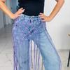 Cintura a vita in rete etnica antica con nappe, gonna con cintura intrecciata, decorazione vintage per la vita, moda donna