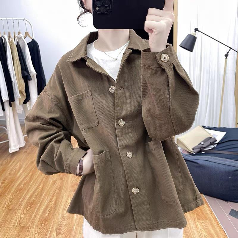 Autumn 2025 Women's Lightweight Cotton Twill Jacket - Casual, Versatile, and Slimming