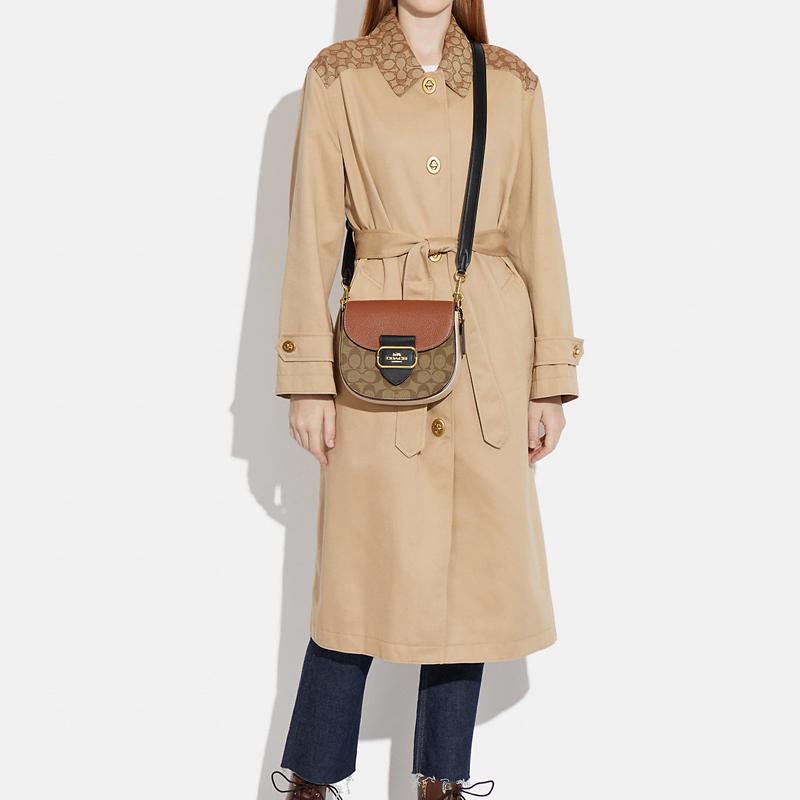 New COACH Cow Leather Saddle Bag, Crossbody Bag, Shoulder Bag Small Size Women's Brown & Rusty CE565-IME7V