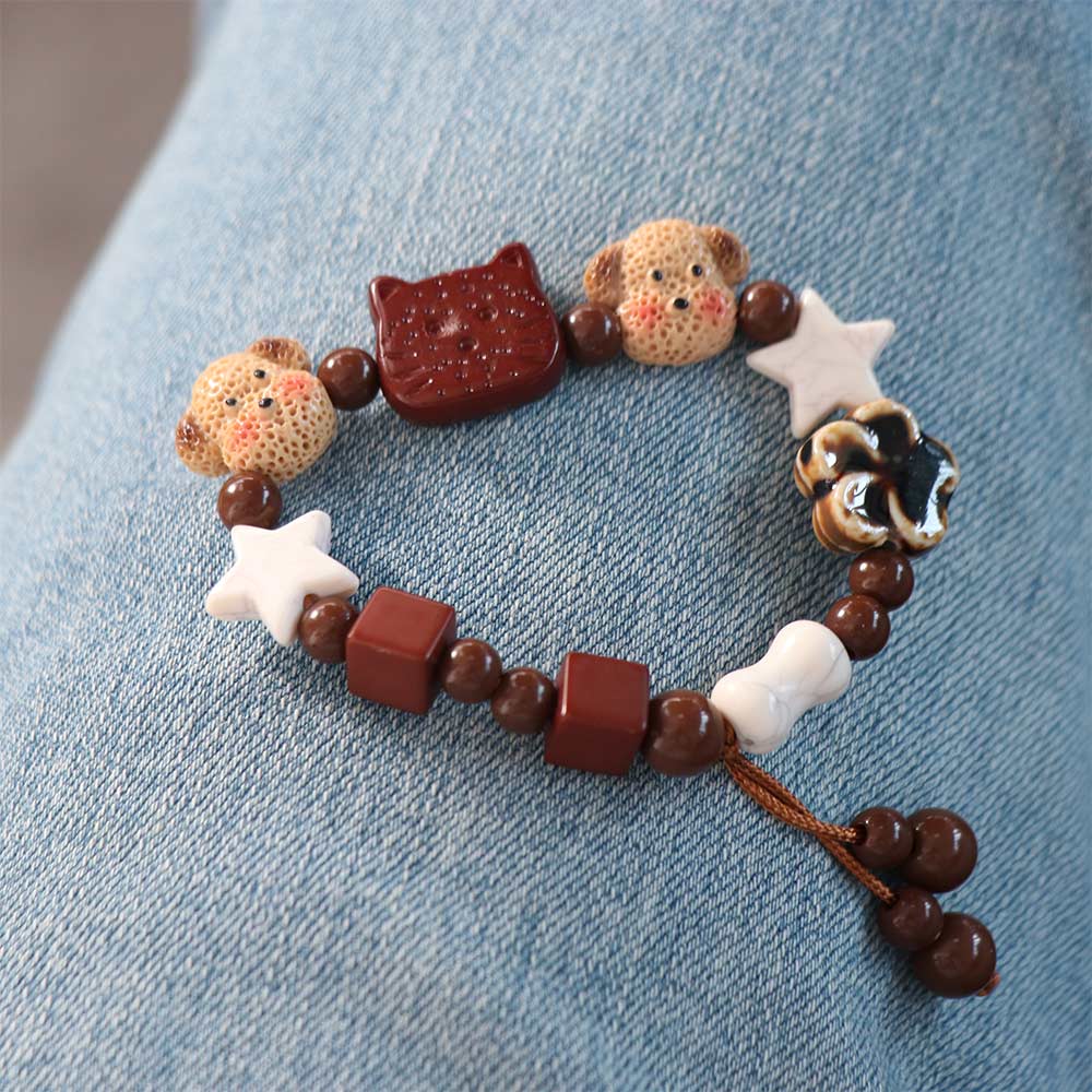 Star Cat Beads Bracelet Cute Friendship Bracelet Creative Dog Beaded Bracelet  Hand Accessory