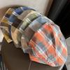 Vintage Plaid Beret Hat For Women With Breathable Cotton Blend Fabric For Art Lovers