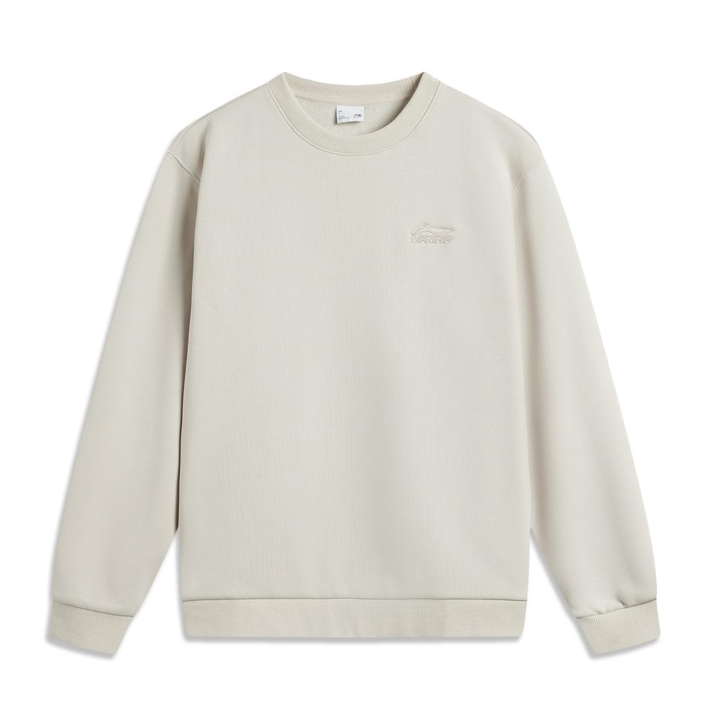 Li Ning Sports Lifestyle Series Simple Comfortable Casual Solid Color Versatile Round Neck Pullover Loose Sweatshirt Unisex Sweatshirt AWDVJ43-2