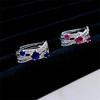Niche Design Colored Gemstone Adjustable Ring for Women – Sweet Cool Hollow Out Index Finger Ring