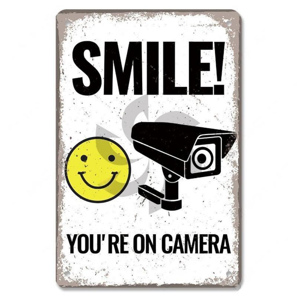 Warning CCTV Tin Signs Metal Plaque Notice 24 Hour Security Camera Vintage Poster Metal Plate Wall Decor for Mall Shop Bar Ho