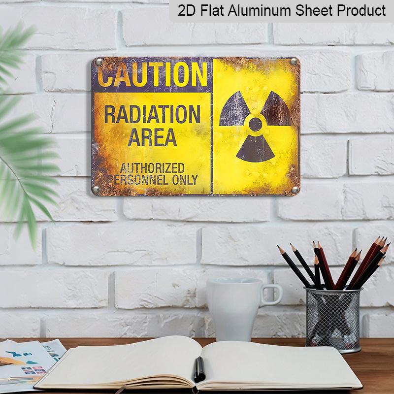 2D Flat Vintage Warning Radiation Hazard Metal Signage - Kitchen, Garage, Men'S Cave and Living Room Decorations with Vintage Wall Art and Easy
