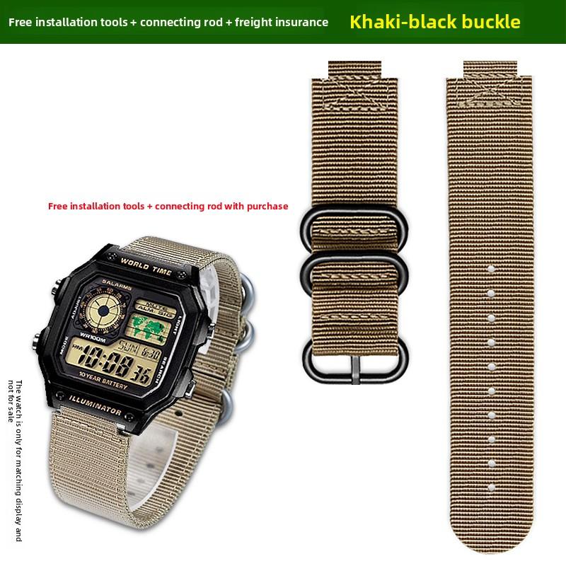 

24-18 Convex AE1200 nylon Watchband For Casio small square A158 A168 AE-1200 A159 SGW400 300 Canvas men Watch Strap accessories 18mm Width