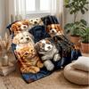Space Puppies Garden Theme Blanket Lightweight Warm Flannel Blanket Decorative Throw Blanket for Home Decoration