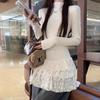 A/W 2025 Women's Thermal Fleece High-neck Layered Lace Turtleneck