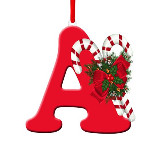 Christmas Acrylic Letter Hanging Decoration Car Rearview Mirror Xmas Tree A to Z Alphabet