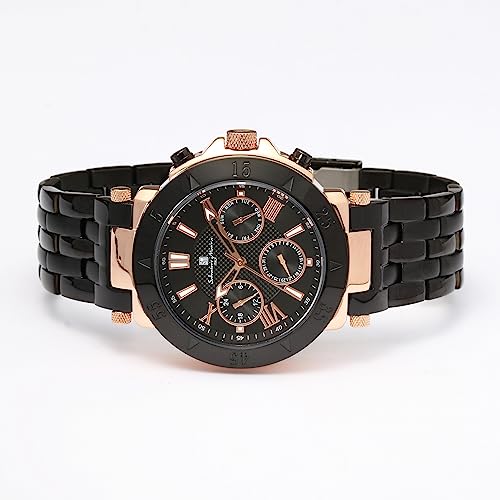 Salvatore Marra Stainless Steel Multi-Calendar SM22108-PGBK Men's Black