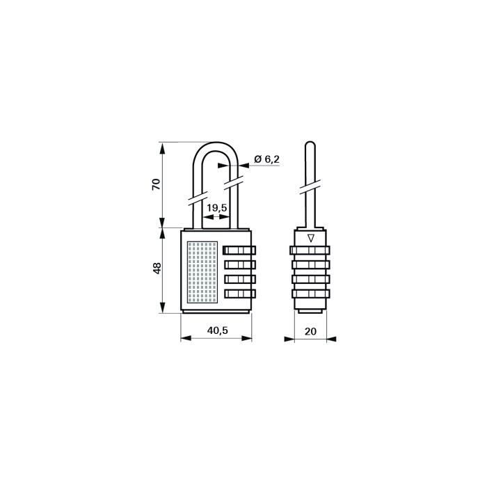 Cadenas à combinaison - THIRARD - Compact 04 - 4 chiffres - 40mm - Intérieur - Noir