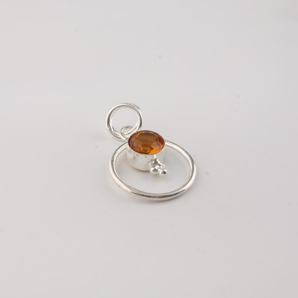 Citrine Gemstone 925 Sterling Silver Necklace Partywear Pendant 1.2" Handmade Gift For Her PP-68-11