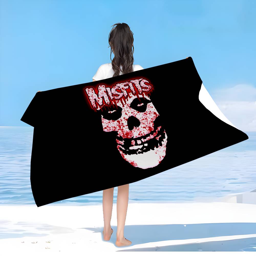 Classic Punk Band The M-Misfits Beach Towel Colorful Bath Towels for Girl Microfiber Quick Dry Custom Sand Free Beach Gym Pool