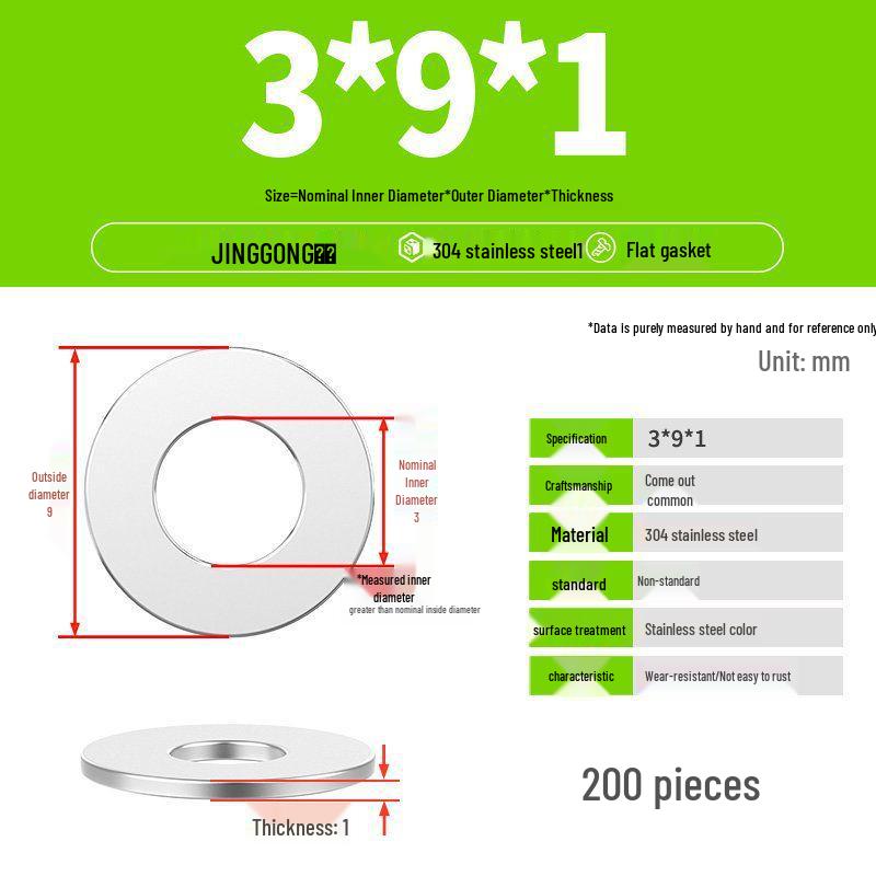 Zesílená plochá podložka/distanční kroužek z nerezové oceli 304 M4 M5 M6 M8