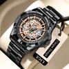 Reloj de Cuarzo para Hombre Negro Esqueleto Hueco Resistente al Agua Reloj para Hombre Deportes al Aire Libre Luminoso Fecha Reloj Masculino Relogios Masculino