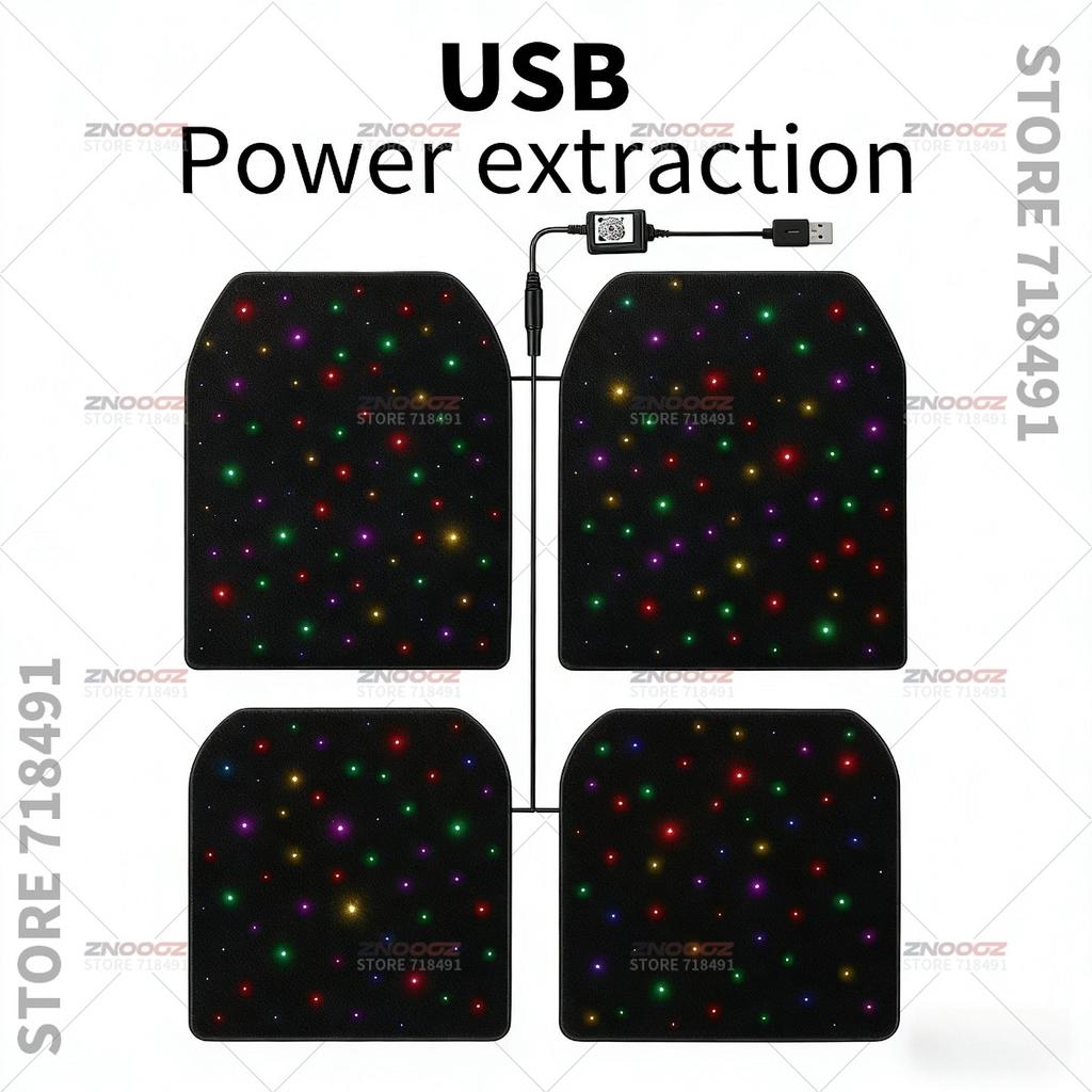 For Ferrari Portofino M Roma 296 GTB 296 GTS F8 Tributo F8 Spider SF90 Spider 812 USB Car LED Starry Sky Foot Mat DIY Can Be Cut ZX2