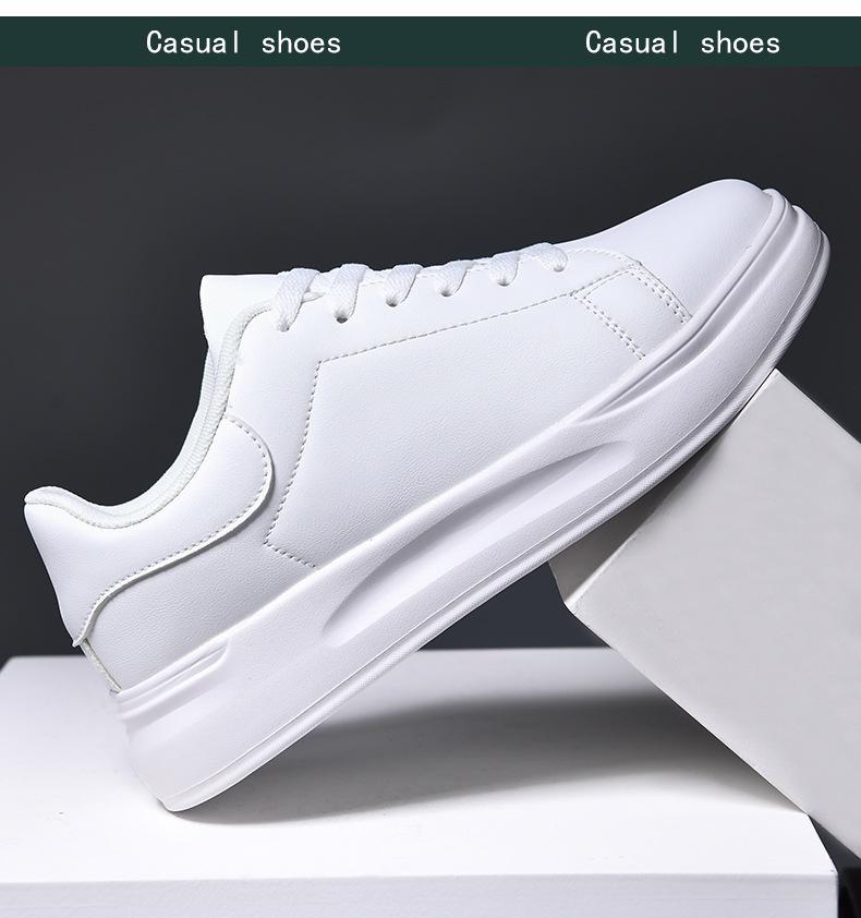 Unisex Plus Size White Leather Waterproof Shoes - Casual Spring/Autumn Sneakers for Teens