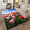 Sunflower Tulip Field Rug for Living Room, Bedroom, Coffee Table, Modern Non-slip Home Decor Area Rugs Customizable