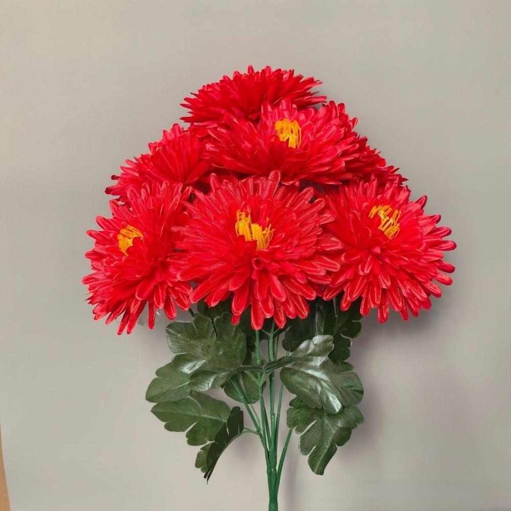 New 7 Heads Artificial Chrysanthemum Polychrome Anti-fading Fake Flower Large DIY Chrysanthemum Bouquet Home Decor красный