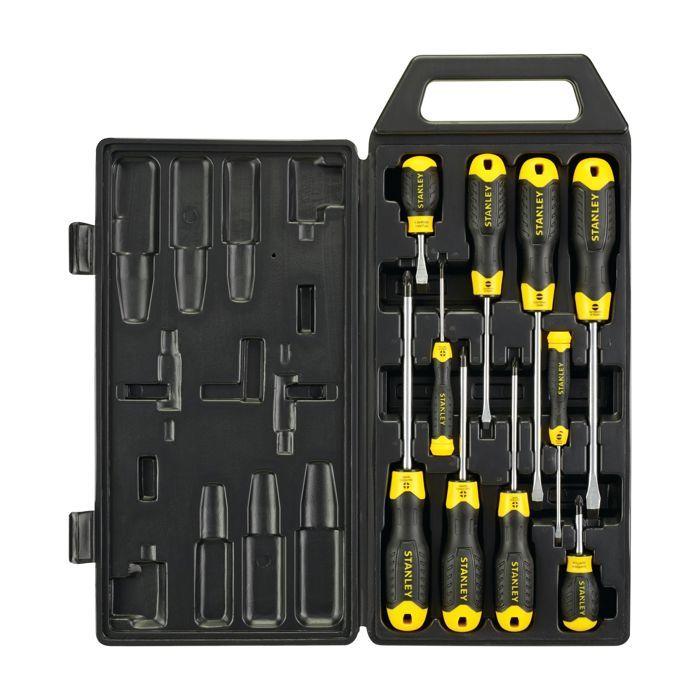 Tournevis Stanley Cushion Grip - Jeu de 10pcs - Embouts PH - Acier trempé - Magnétique