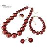 Faux Pearl Earrings Set 3Pcs/Set Imitation Pearls Jewelry Set, Adjustable Length Choker Necklace with Ear Studs Wedding Bracelet And Bracelet,
