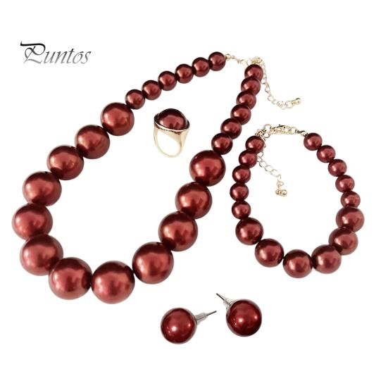 Faux Pearl Earrings Set 3Pcs/Set Imitation Pearls Jewelry Set, Adjustable Length Choker Necklace with Ear Studs Wedding Bracelet And Bracelet,