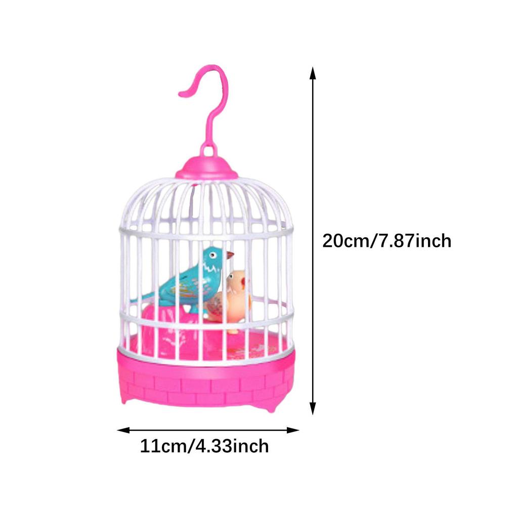 Toy Mini Simulation Animal Chirping Bird Musical Parrot Cage with Realistic Movement And Soft