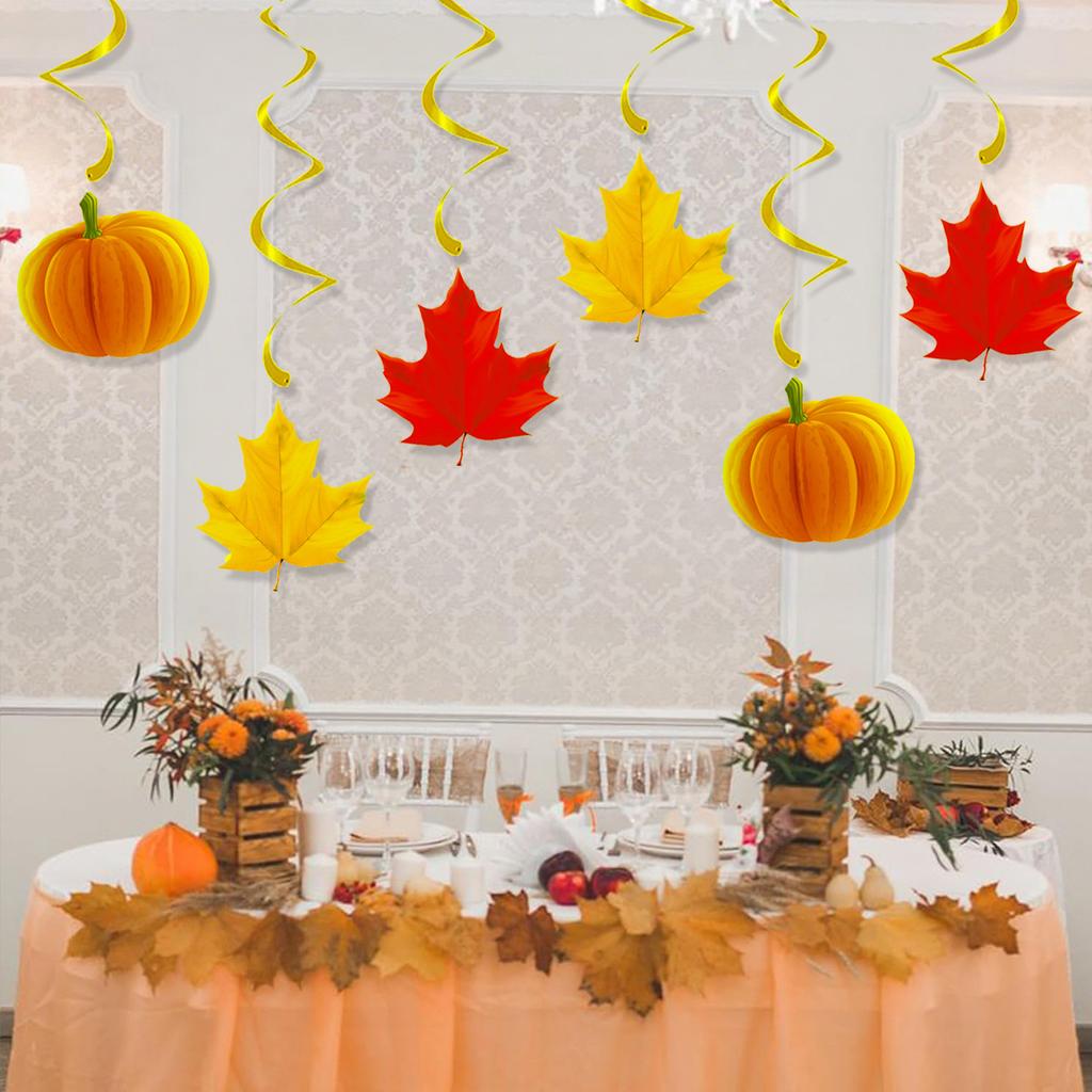 Thanksgiving Party Decoration Vortex Pendant Harvest Festival Maple Leaf Pumpkin Spiral Pendant