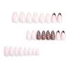 24 Pieces Nude French White Edge Manicure Piece Simple Zebra Pattern Nail Short Almond Nail Piece