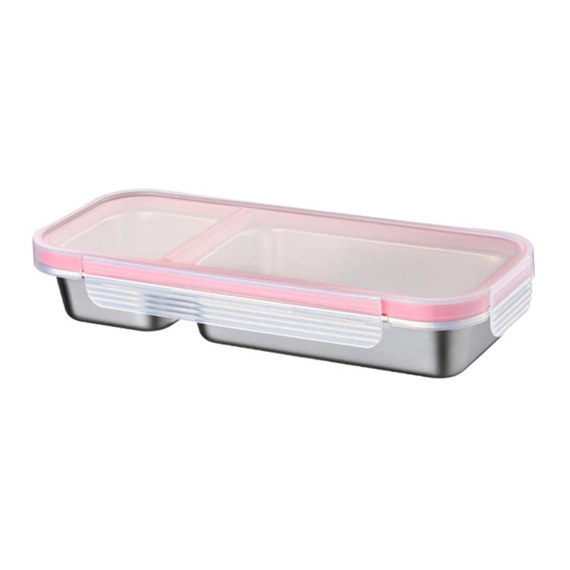 

Multi Compartment Stainless Steel Divided Food Container Multi Sections Lunch Box With Plastic Lid For Adults Kids розовый