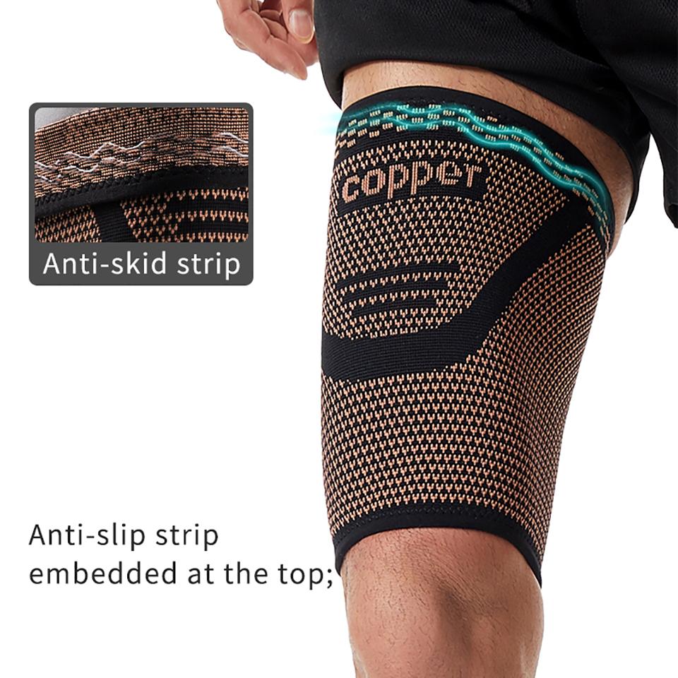1/2Pcs Copper Fiber Thigh Support High-Elastic Knitted Fabric Sports Sprain Ligament Strain Pressure Protection Thigh Muscles