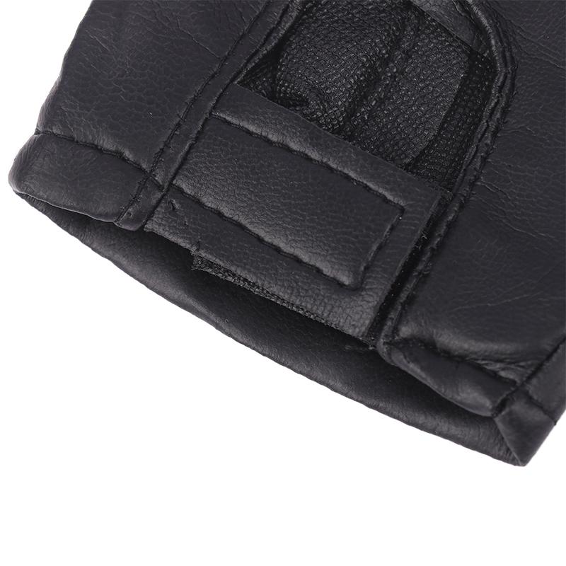 1 Pair Unisex Black Pu Leather Fingerless Gloves Female Half Finger Driving Women Men Sports Guantes Motor Punk Gloves