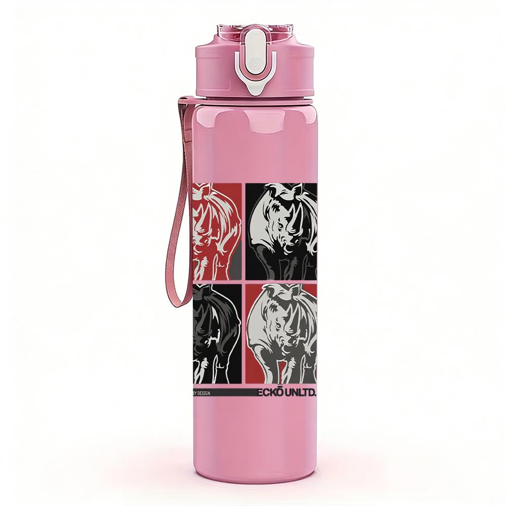 1PC Multi Color Square Abstract Retro Print 750ml Portable Sports Water Bottle Leakproof Gym Outdoor Travel Drink Cup