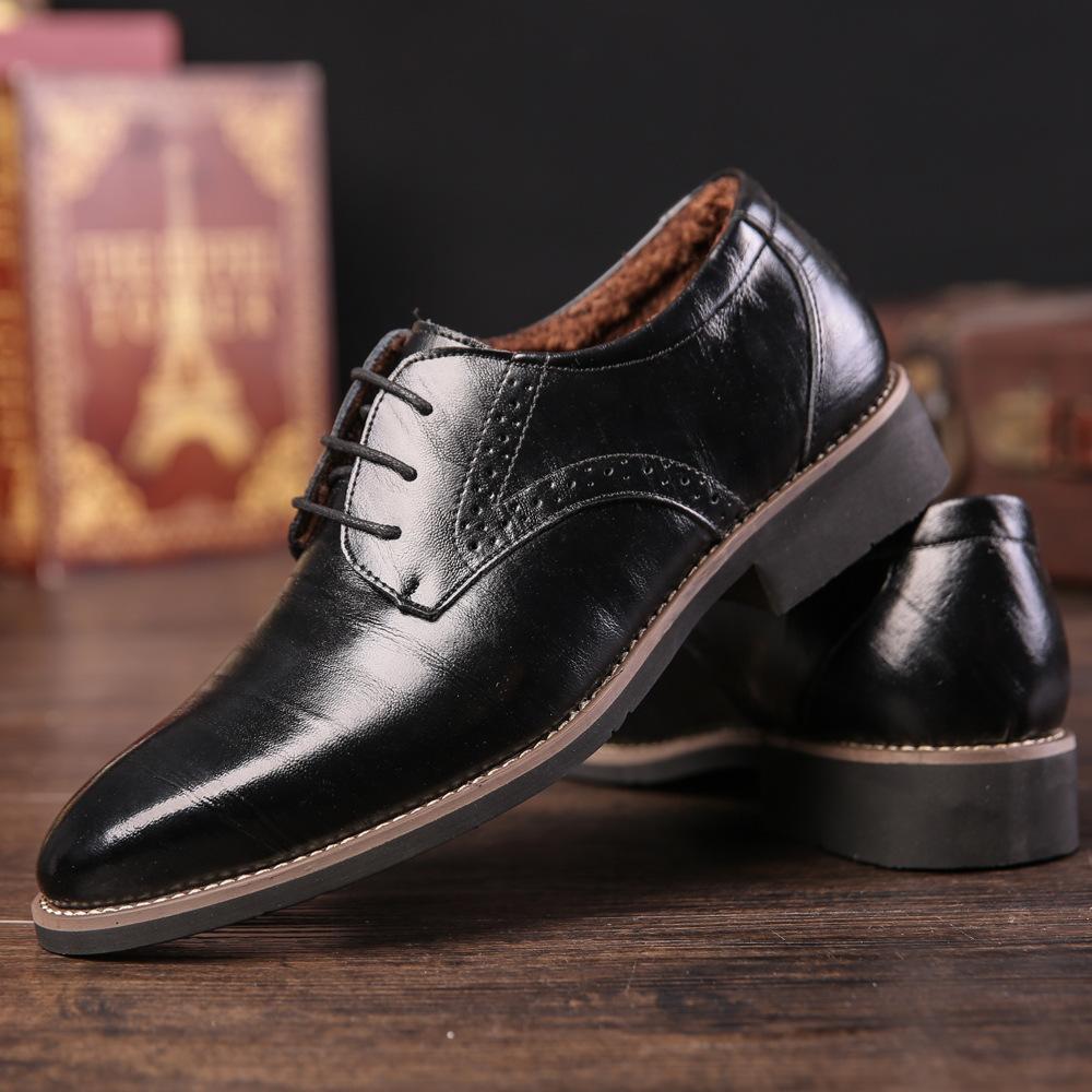 New men's business dress leather shoes fashionable large size pointed men's shoes lace-up trend foreign trade shoes size 47-48