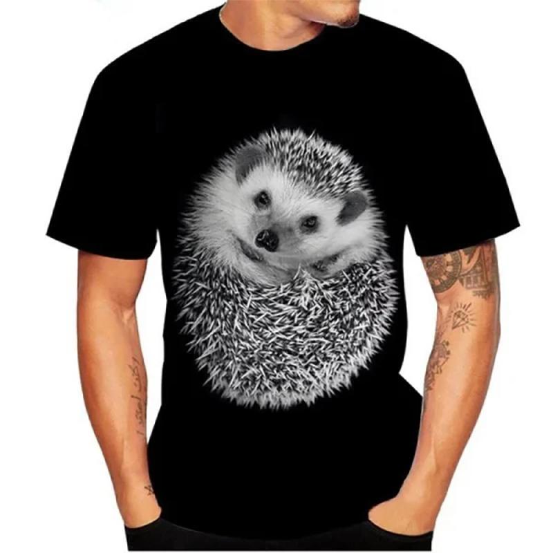 Summer Hedgehog 3D Print T-Shirt Street Casual Men’s Fashion Short-Sleeve Crew Neck Top