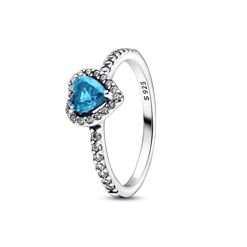 High quality 925 silver gold ring luxury heart-shaped crown circular zircon ring women's charm jewelry gift