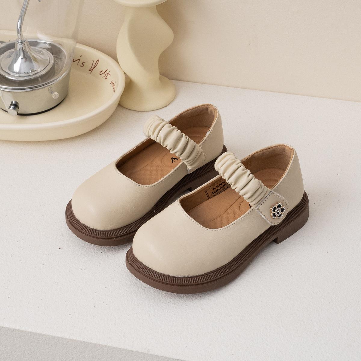 

Children Leather Shoes Girls Geniune Leather Flats Shoes Soft Sole Non-slip Retro Cute Flower Princess Shoes Size 24-38 37