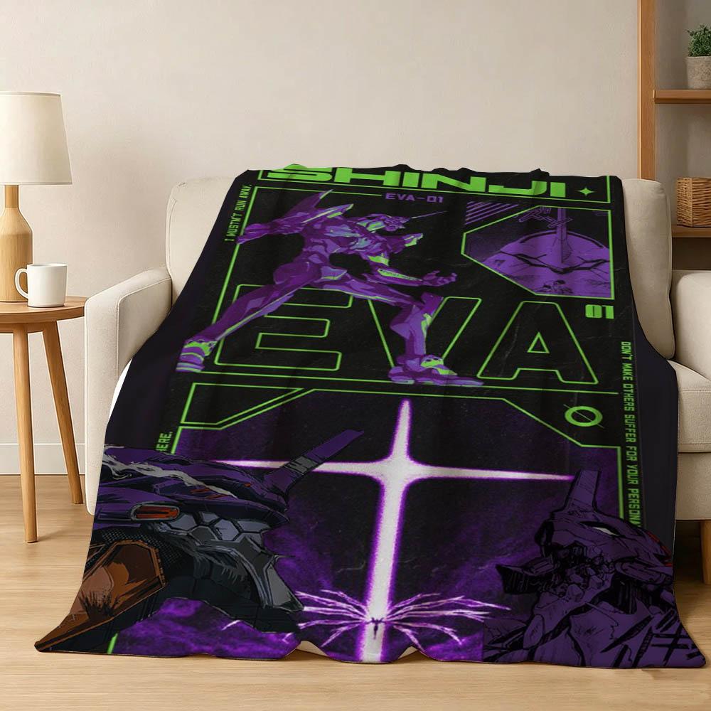3D E-Evangelions Cartoon G-Genesis Cool Soft Warm Flannel Blanket Art For Wall Living Room Decor Bed Picnic Office Birthday Gift