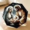 Holy Family 8 Ribs 3Fold Black Glue Uv Protection Umbrella Sun Protection Rainproof Compact Folding Umbrella For Travel Daily Use C9241199
