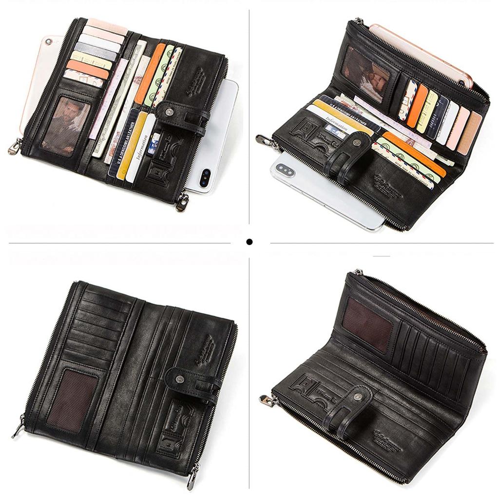 Langes, aus Rindsleder gefertigtes, verbessertes Original, fasst 14 Fächer, rund, bewährtes, patentiertes Geschenk, Originalprodukt [Gofelt], Geldbörse, Herrengeldbörse, Japan,