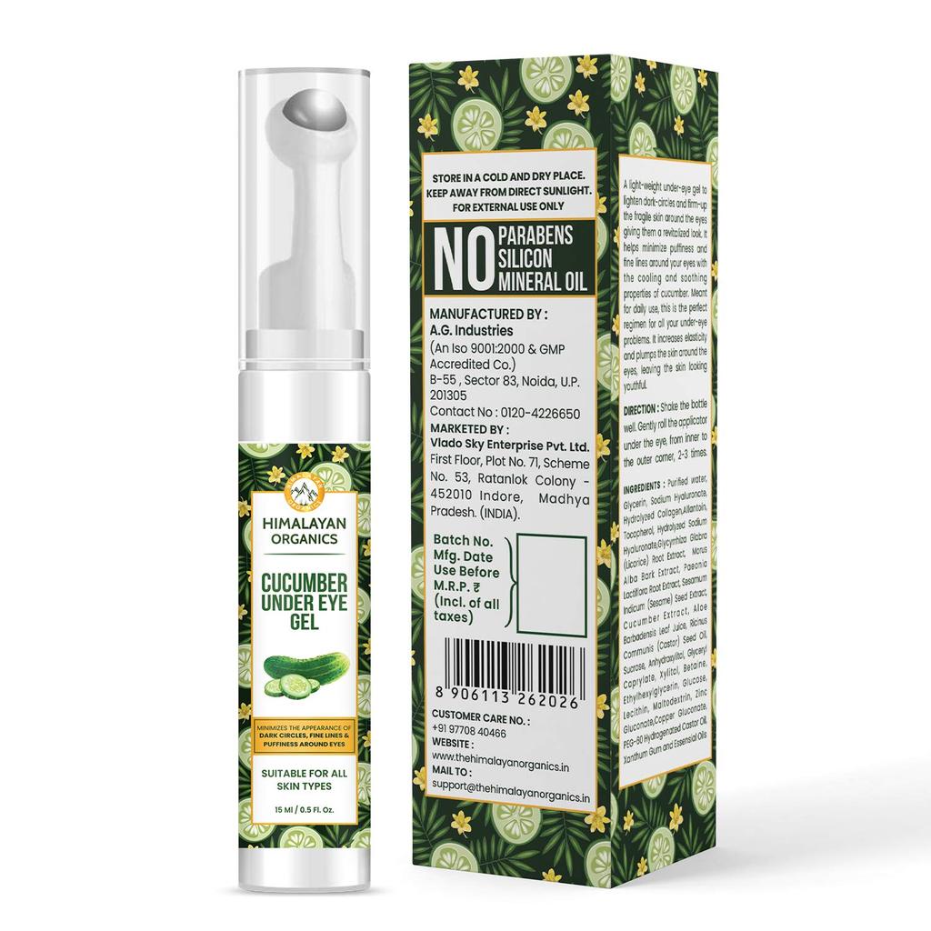 Гель с Огурцом против кругов под глазами (15 мл), Cucumber Under Eye Gel,  Himalayan Organics