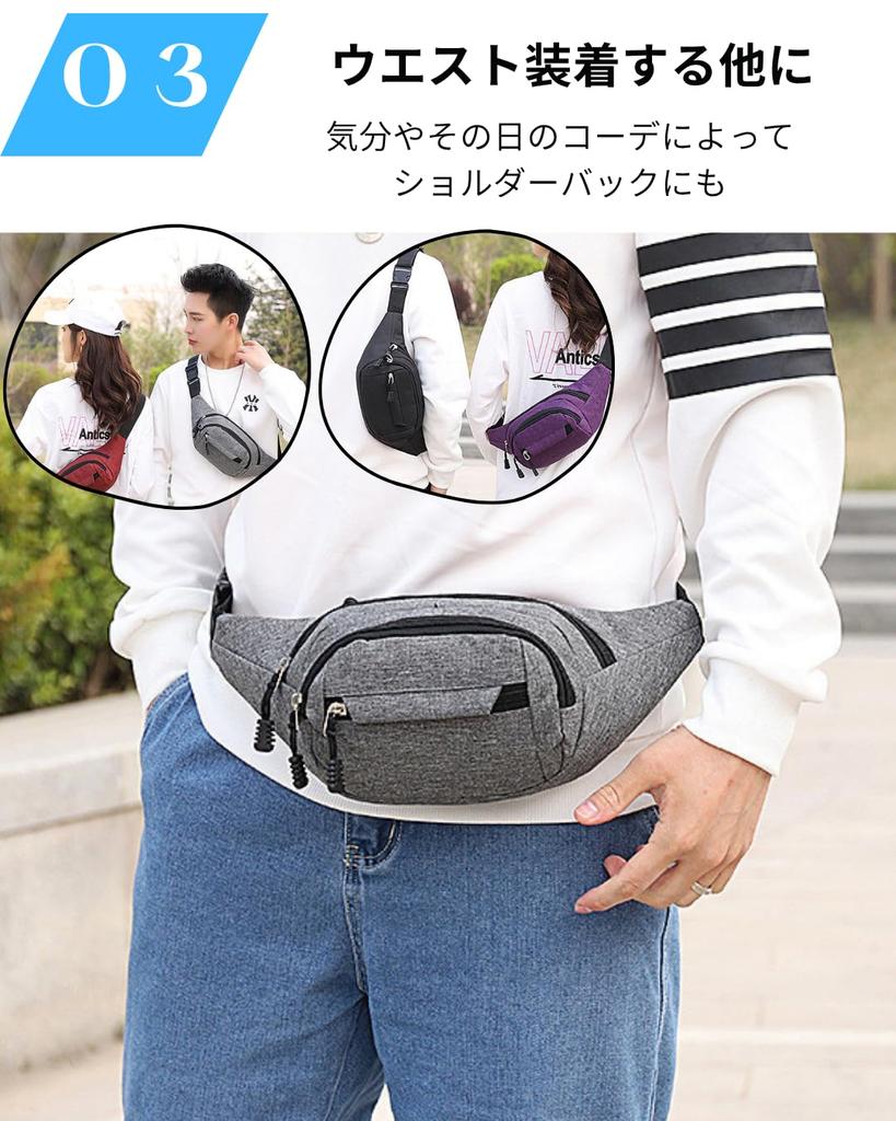 To all Genie Large Lightweight Waist Pouch with 4 Pockets for and More Men's Capacity, Travel, Work, (Gray)