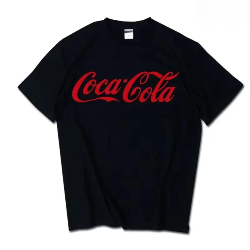 T-shirt Classica con Stampa Logo Cocacola Unisex Unisex Casual Larga Cotone Manica Corta Maglietta Retrò Streetwear Top Unisex